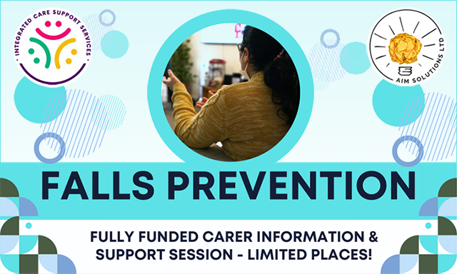 Infographic showing details of the Falls Prevention workshop at Richmond Carers Centre