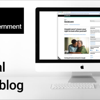 UK Gov Social care blog on an iMac computer