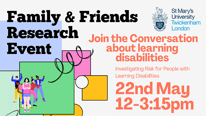 Friends and Family Research Event banner. Join in the conversation about learning disabilities