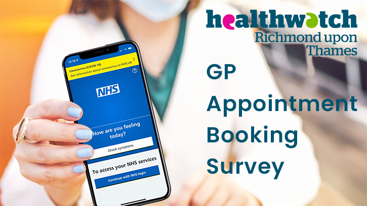 Healthwatch GP Survey. Image of a doctor holding a phone with the NHS app on the screen.