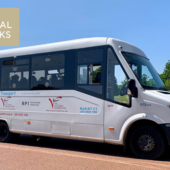 Photograph of the Richmond Park minibus with the Royal Parks logo in the top left