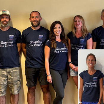 Crossroads relay team-2025. Nine athletes wearing Running for Carers t-shirts