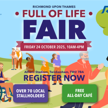 Full of Life Fair 2025 banner. Shows illustrated characters engaging in healthy activities.
