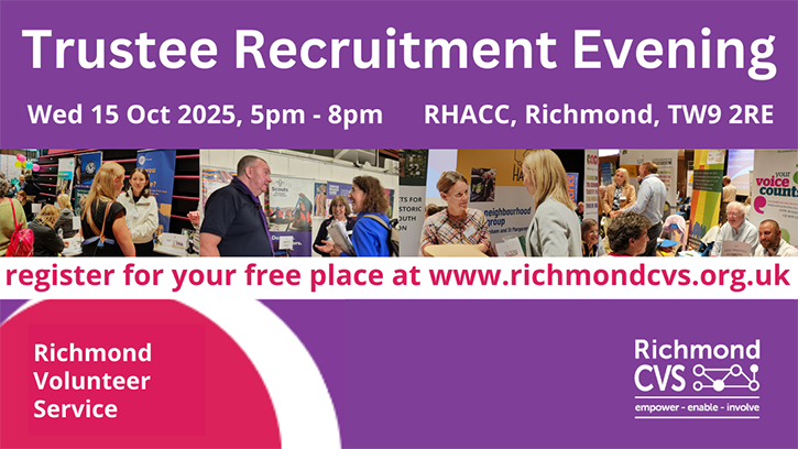 Image showing a range of different faces to promote the RCVS Trustee Recruitment Event 2025. Headline reads, WANTED! Trustees for local charities