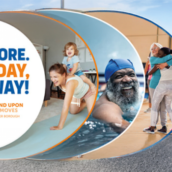 Tiled image of people engaged in physical activity. Caption reads Move More, Everyday, Your Way.