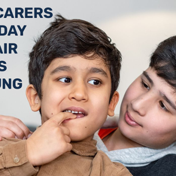 Young Carers Action Day 2026. Image shows two young boys. Fair futures for young carers.