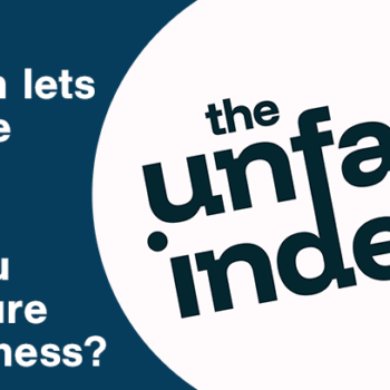 Designability’s Unfair Index survey banner. Headline reads: When design lets people down. How do you measure unfairness?