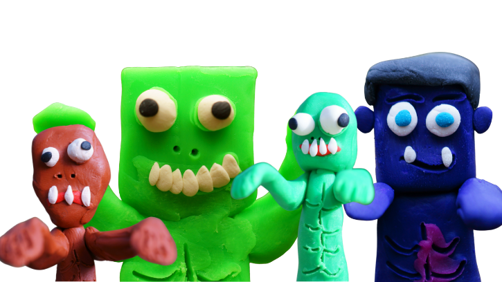 Several fun Plasticine model monsters